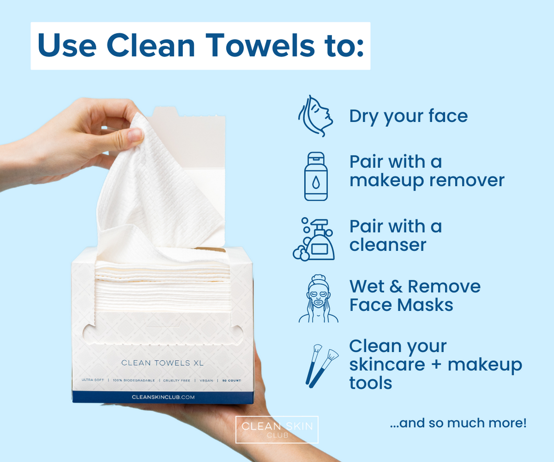 Clean Skin Club Clean Towels XL 100% Biodegradable Face Towel