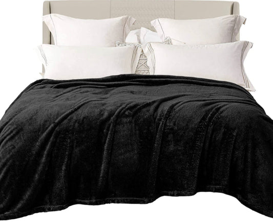 Exclusivo Mezcla Plush Fuzzy Fleece Queen Size Bed Blanket as Coverlet/Bed Cover/Bedspread/Bed Sheet( Black, 90x 90 inch) - Lightweight, Soft, Cozy and Warm - Amethyst Skin Clinic